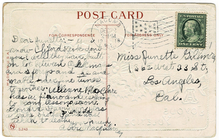 Vintage Christmas postcard.