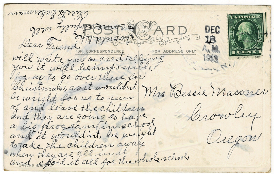 Vintage Christmas postcard.