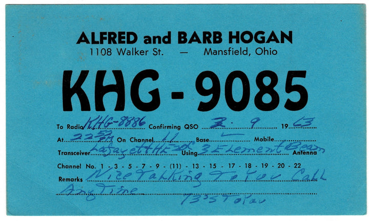 1963 Vintage QSL card.