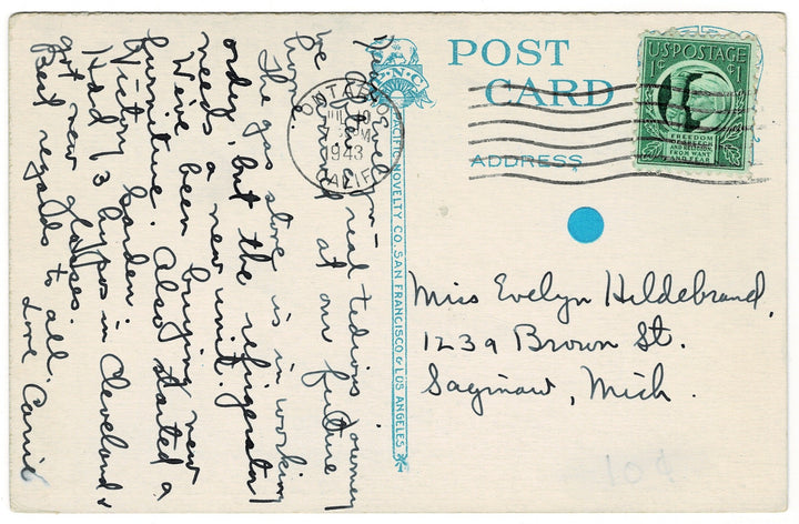 1943 Stanford University Memorial Church California Vintage Postcard.