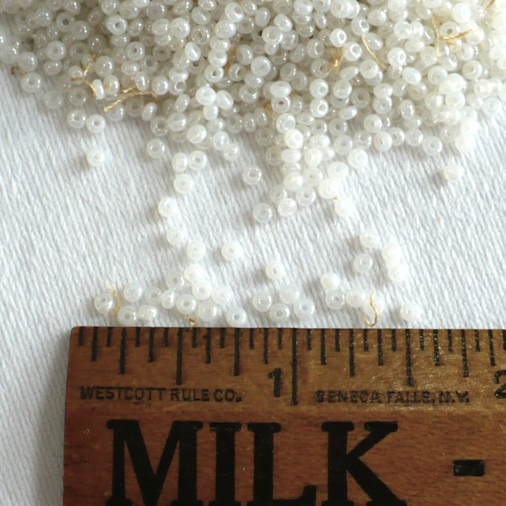 1920s 2.1mm White Ceylon 12/0 Glass Seed Beads 48 grams