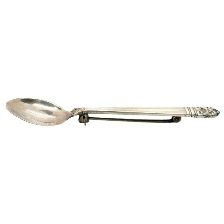 Gift for Spoon Collector 1960s Vintage Sterling Silver Spoon Brooch.