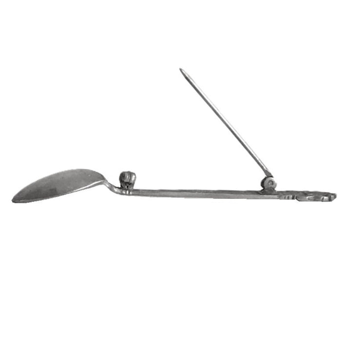 Gift for Spoon Collector 1960s Vintage Sterling Silver Spoon Brooch. Shown opened.