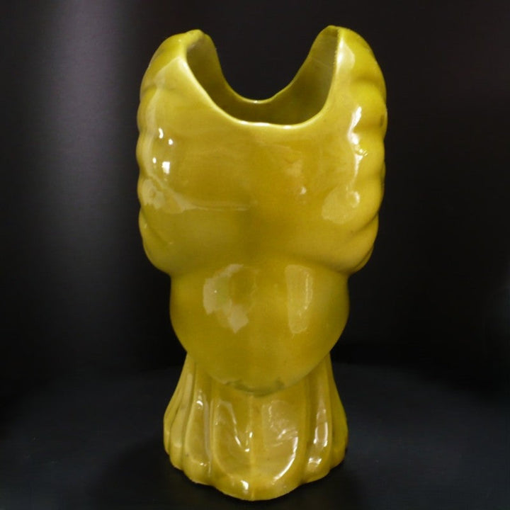 1940s Vintage Art Deco Chartreuse Green Ceramic Ram Planter.