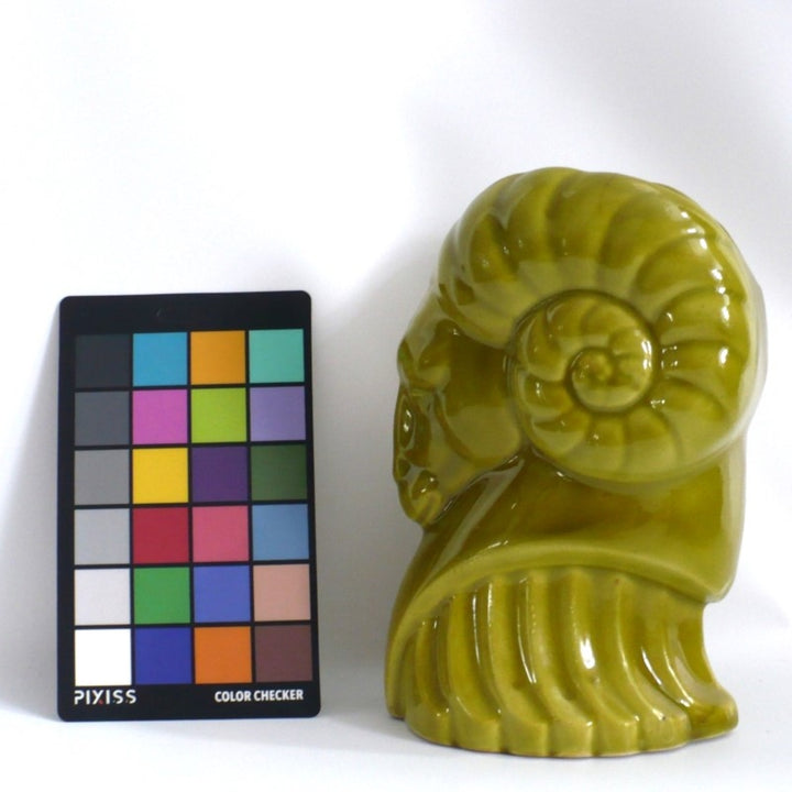1940s Vintage Art Deco Chartreuse Green Ceramic Ram Planter.