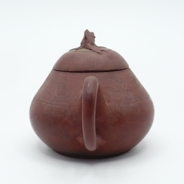 Late Qing Chaozhou Red Clay Teapot with Carp Finial & Mark.