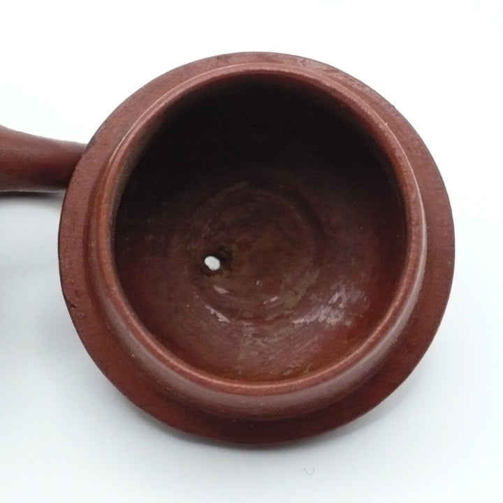 Late Qing Chaozhou Red Clay Teapot with Carp Finial & Mark.