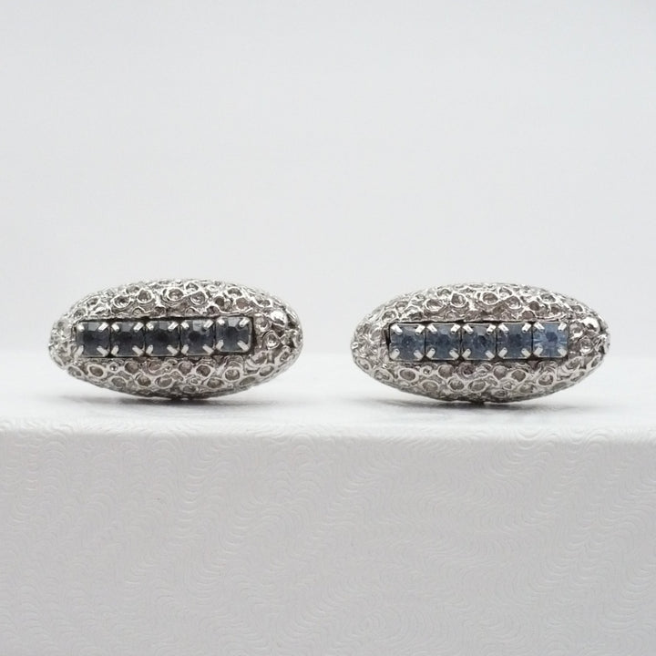 Ocean’s Edge Cufflinks Men's Vintage Jewelry Blue Crystal Accents.