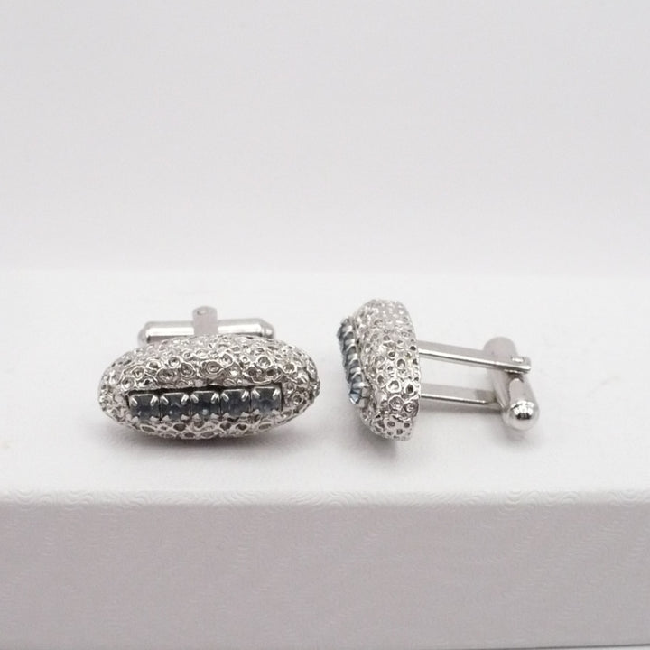 Ocean’s Edge Cufflinks Men's Vintage Jewelry Blue Crystal Accents