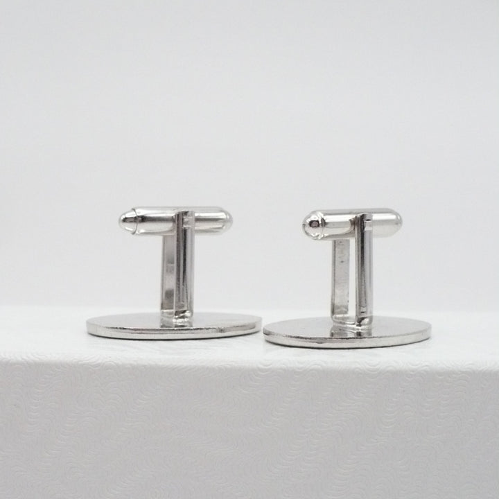 Line Authority Cufflinks, Men's Vintage Jewelry Silver Tone Cuff Links.