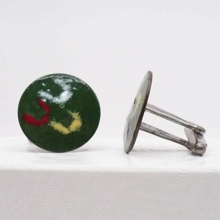 Color Code Copper Cufflinks Mid Century Abstract Artisan Made Men's Vintage Jewelry.