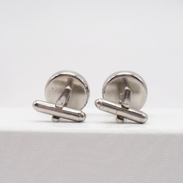 Prime Pattern Cufflinks Men's Vintage Jewelry Silver Tone Cuff Links.