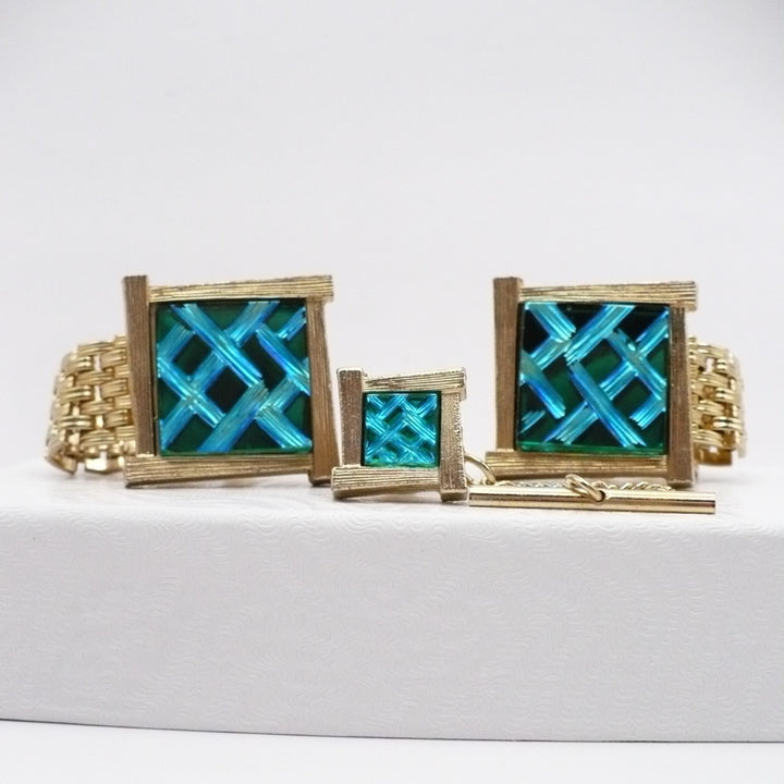 Artistic Asian Cufflinks & Tie Tack Set by Hickok.