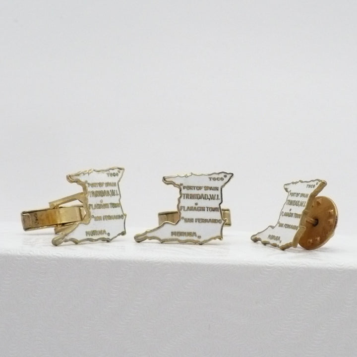 Trinidad Cufflinks & Tie Tack Souvenir Set.
