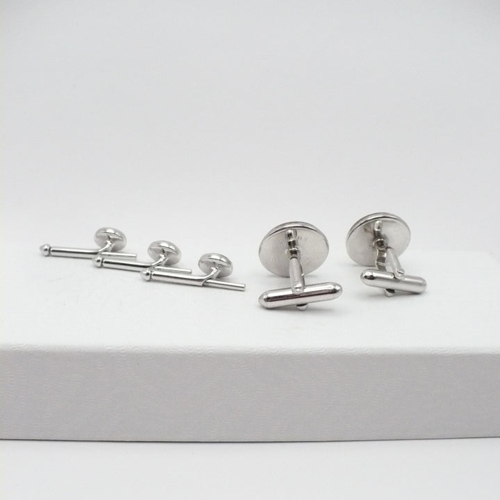 Black Command Cufflinks & Shirt Studs Set, Vintage Men's Jewelry.