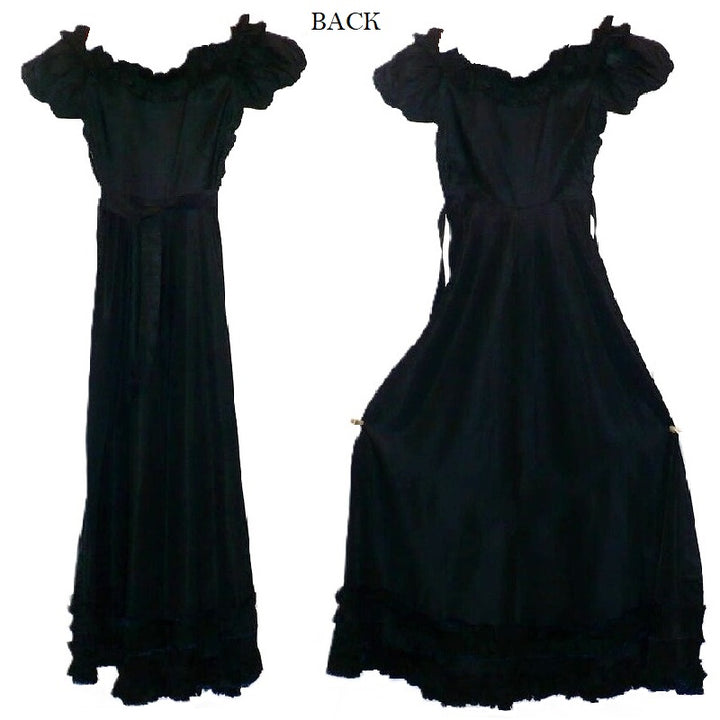 XS 1930s Vintage Black Taffeta Tango Dress, Silver Screen Gown.
