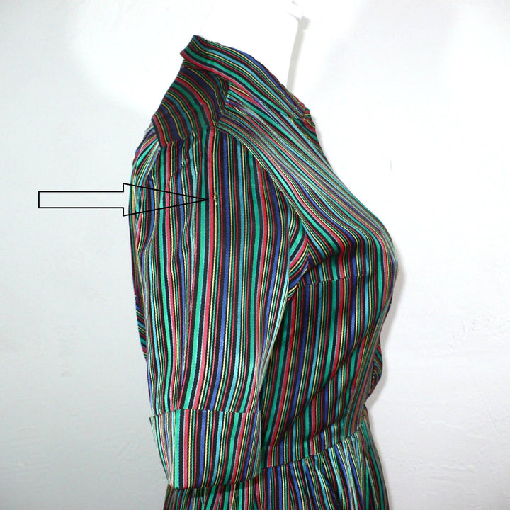 Medium 1960s Vintage Satin Jewel-tone Shirtwaist Day Dress, Very Audrey Hepburn Style.