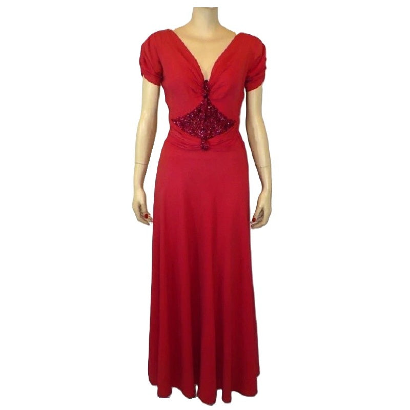 1940s Frank Starr Evening Gown M
