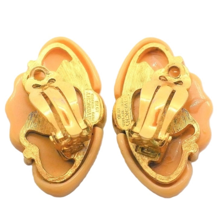 1976 Vintage Givenchy Designer Butterscotch Petal Clip-on Earrings, Paris New York.