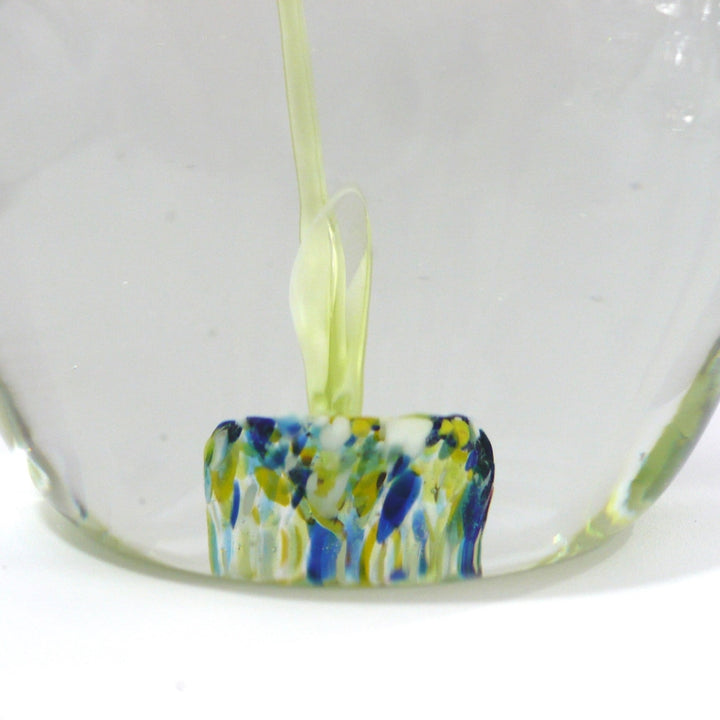Cristaleria Querandi SA Annagelb Flower Paperweight Argentina.