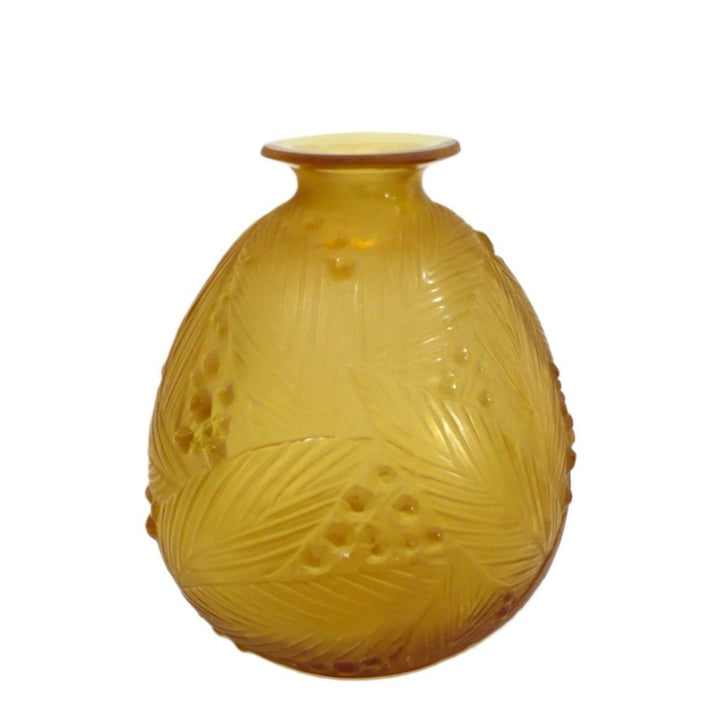 1930s Art Deco Sabino France Amber Glass Vase.