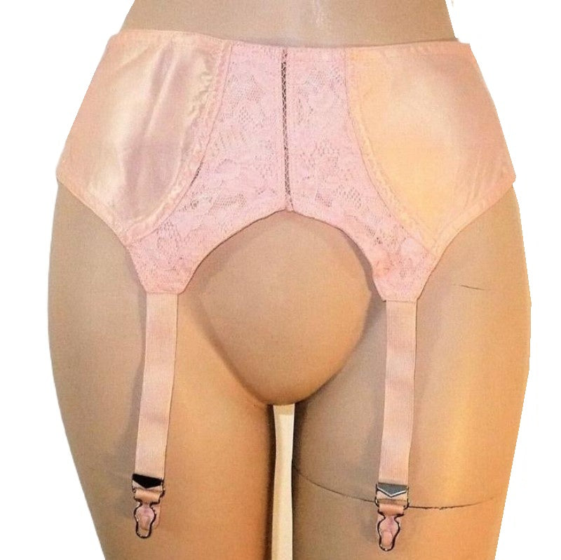 1940s Pink Satin Garter Belt Sm