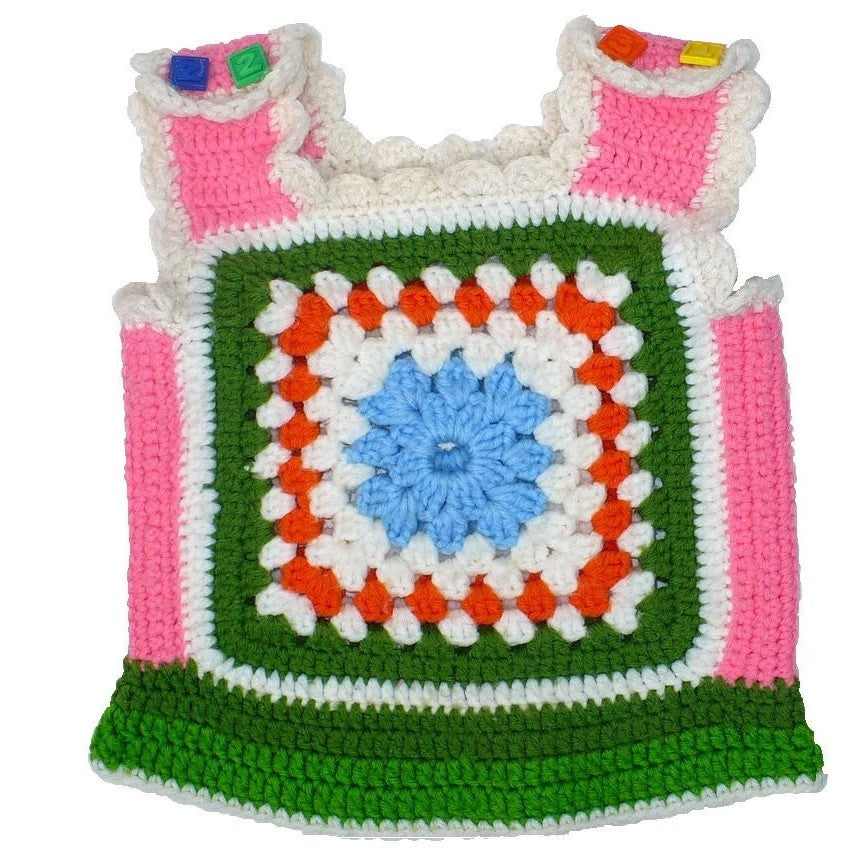 1970s handmade girl's granny square vest.