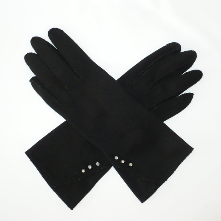 1950s Vintage Black Bracelet Length Gloves by Fownes .