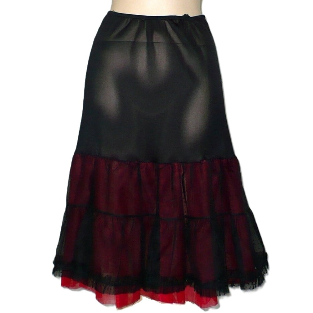 1950s Vintage Black and Red Flocked Bouffant Petticoat.