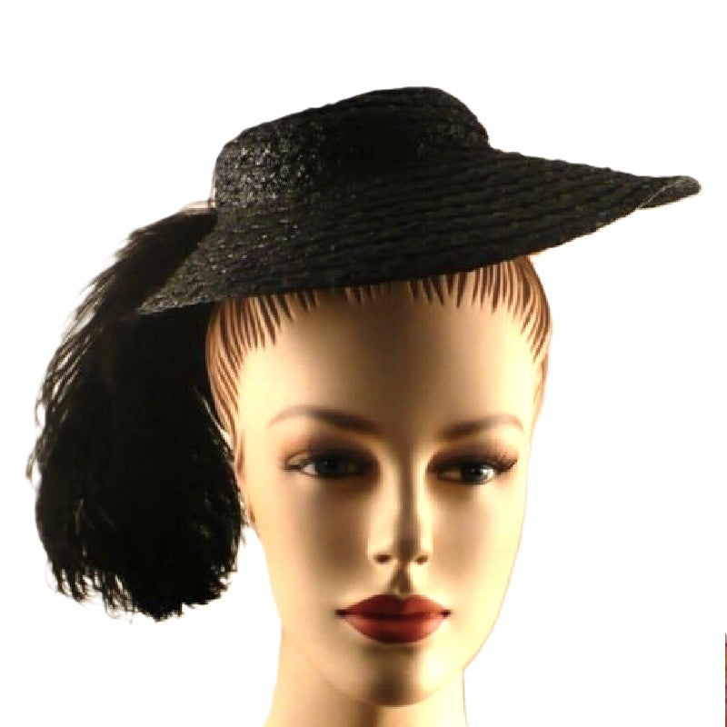 1930s Vintage Vamp Straw Tilt Hat.
