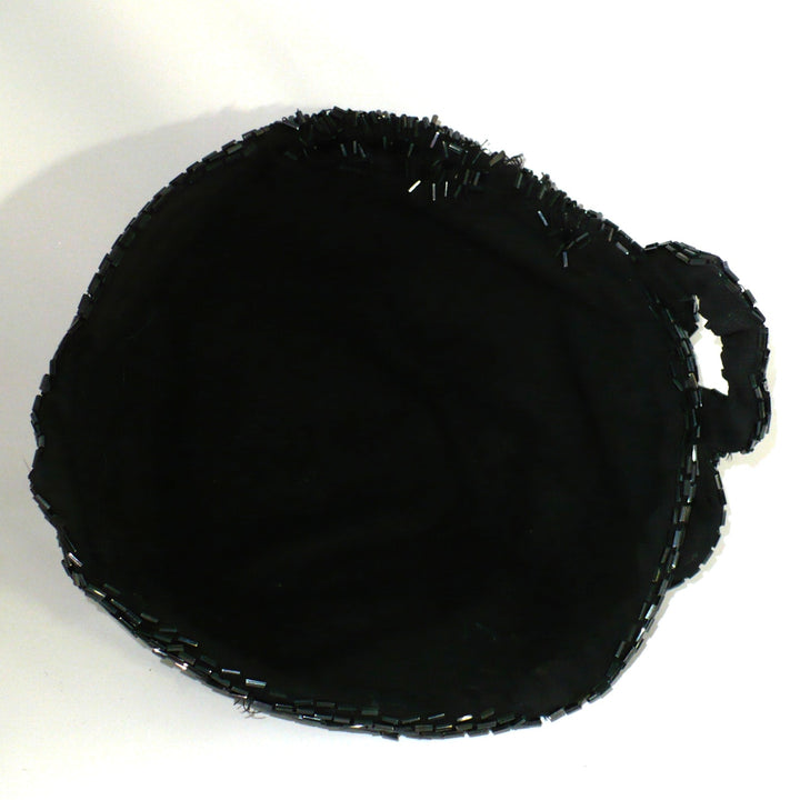 1950 Vintage Black Beaded Posh Pixie Hat, Bespoke Ladies Calot Hat.