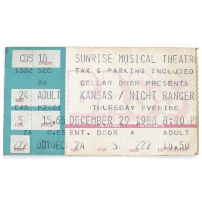 Kansas and Night Ranger In the Spirit of Things Tour Ticket 1988