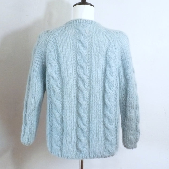 Vintage 1960s Men's Italian Mohair Wool Cable Knit Cardigan, Hand Made.