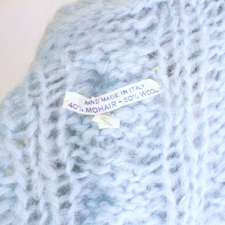 Vintage 1960s Men's Italian Mohair Wool Cable Knit Cardigan, Hand Made.