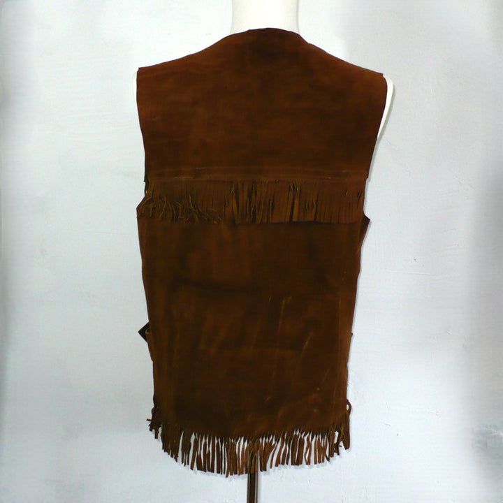 Vintage men's fringe leather vest, hippie 1970s.