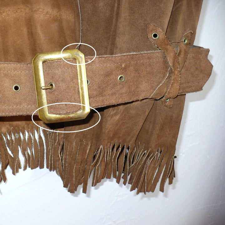 Vintage men's fringe leather vest, hippie 1970s.