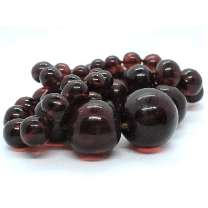 1920s Vintage Cherry Amber Necklace Opera Length UV-Verified 33".