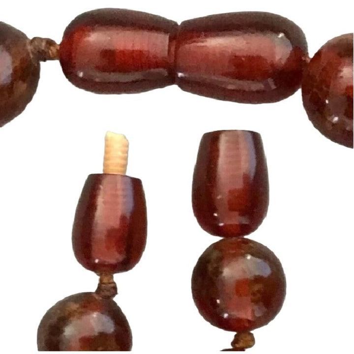 1920s Vintage Cherry Amber Necklace Opera Length UV-Verified 33".