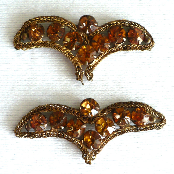 1930s  Topaz Rhinestones & Bronze Bullion Appliques