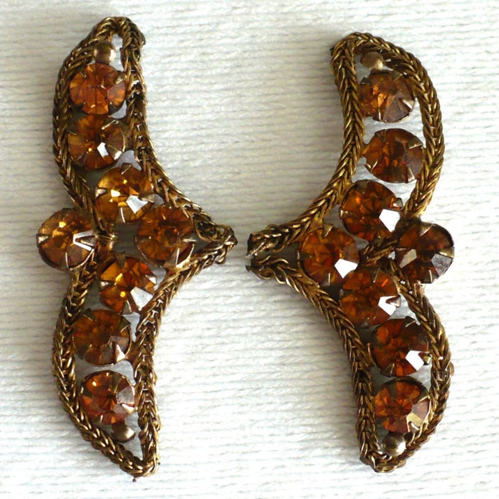 1930s  Topaz Rhinestones & Bronze Bullion Appliques
