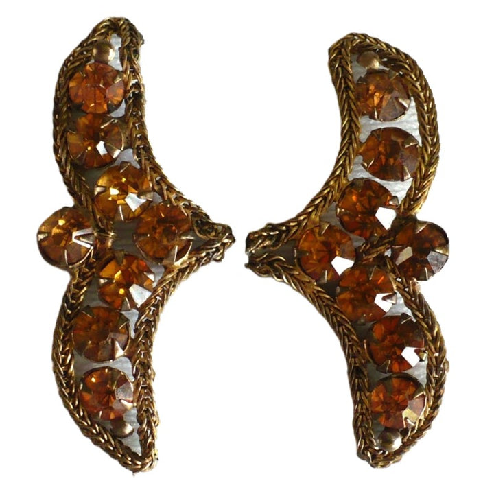 1930s  Topaz Rhinestones & Bronze Bullion Appliques