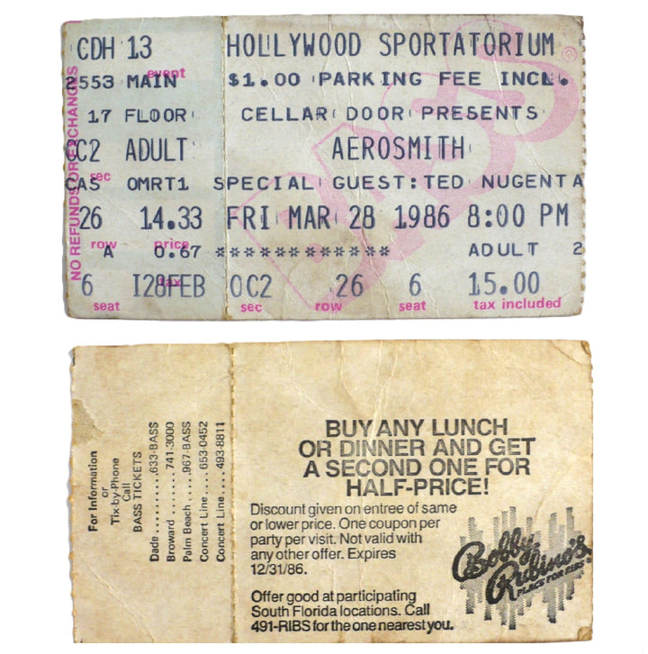 Aerosmith Done With Mirrors Reunion front and back of Ticket stub.