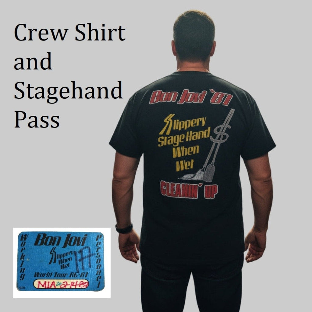RARE XL Vintage Bon Jovi Slippery When Wet Clean-up Crew T-Shirt