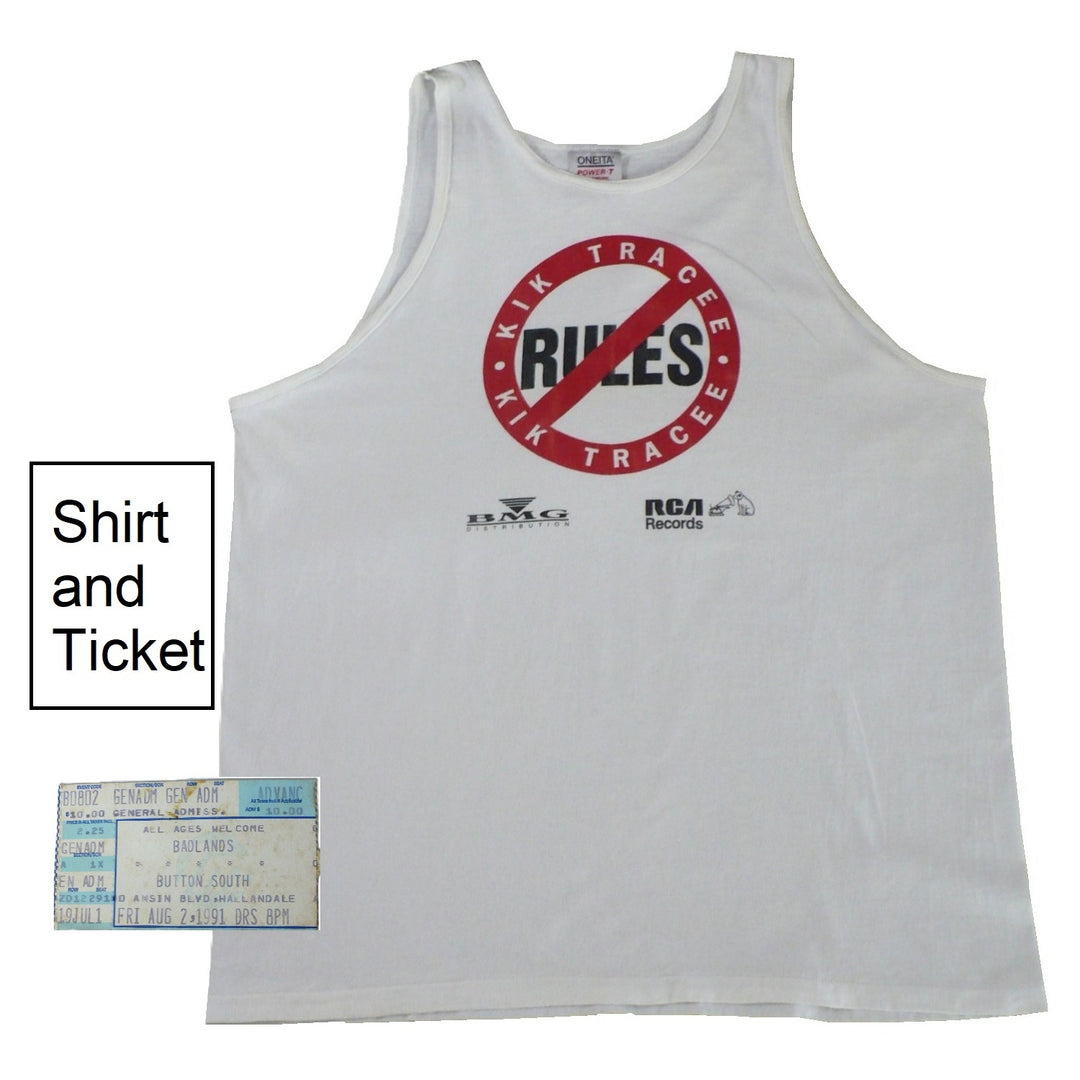 Kik Tracee No Rules White Tank Shirt & Badlands Ticket 1991.