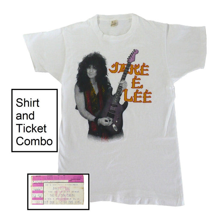 Jake E. Lee Shirt & Fine Pink Mist Tour Ticket Stub 1994.