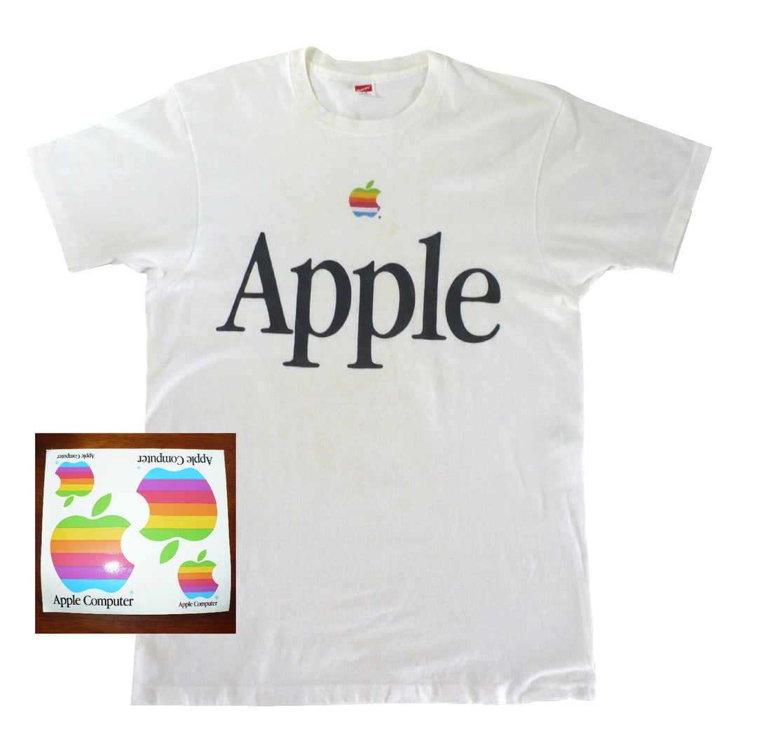 Apple t shirt and stickers.