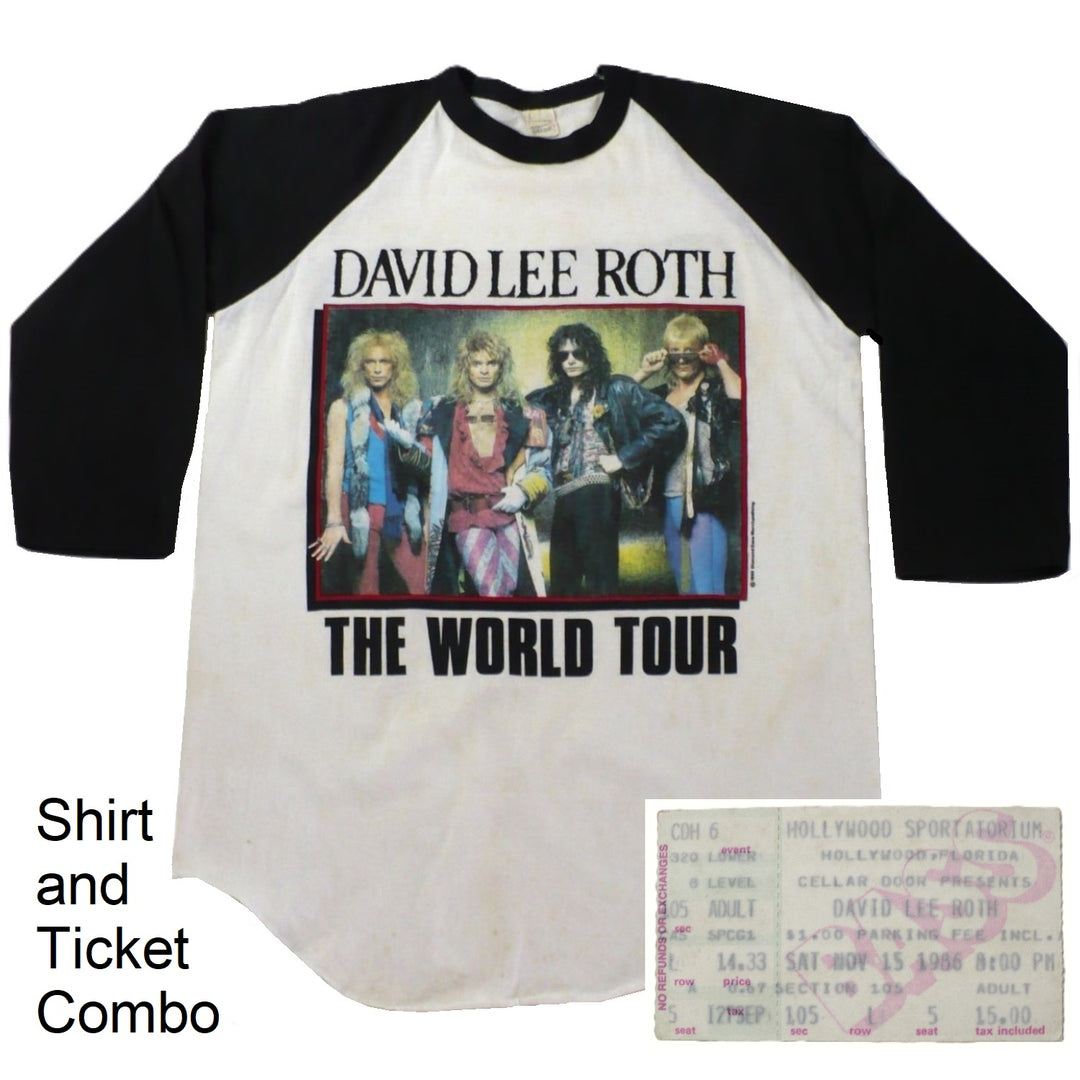 David Lee Roth Eat 'Em & Smile Tour Shirt & Ticket 1986/87.