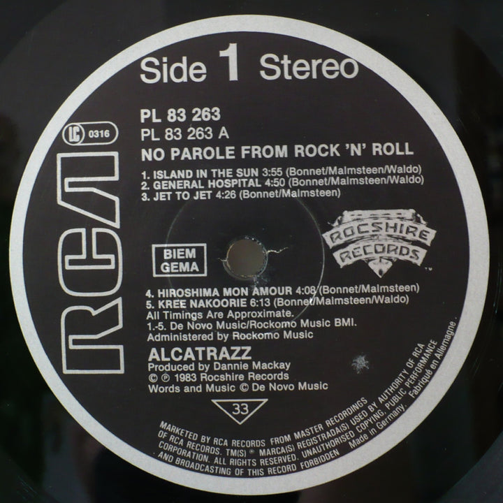 Alcatrazz No Parole From Rock 'n' Roll 1983 Vintage Vinyl 12" Record.