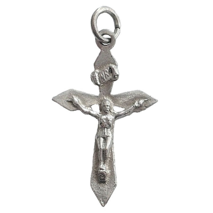 WWII 1940s Vintage Art Deco Catholic Crucifix Pendant Eloxal Aluminum Religious Medal.