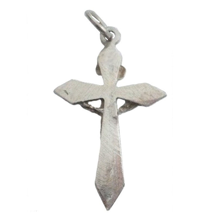 WWII 1940s Vintage Art Deco Catholic Crucifix Pendant Eloxal Aluminum Religious Medal